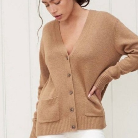 JENNI KAYNE EVERYDAY TAN/CAMEL CARDIGAN - Cashmere Blend - Picture 2 of 10